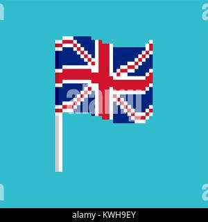 Grande-bretagne drapeau Pixel. La bannière pixélisé. bit politique icône. Vector illustration Illustration de Vecteur