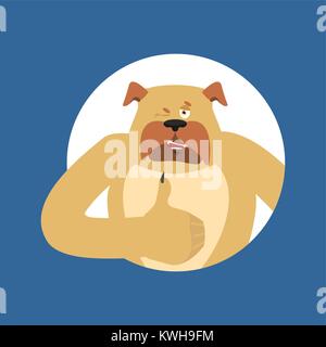 Chien Thumbs up et clins d'œil. Animal heureux caractères emoji. Bulldog Vector illustration Illustration de Vecteur