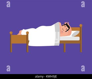 L'homme dort sur chambres isolées. Vector illustration. Illustration de Vecteur