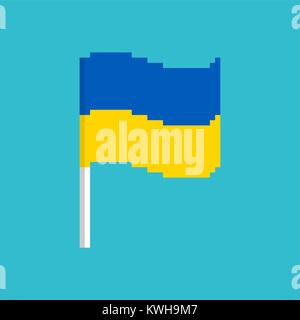 L'Ukraine drapeau Pixel. Bannière pixélisé. Ukrainien peu politique. Vector illustration Illustration de Vecteur