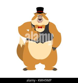 Le jour de la marmotte. Marmotte en hat Thumbs up et clins d'œil. Marmotte d'heureux caractères emoji. Vector illustration Illustration de Vecteur