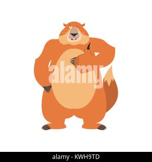 Marmotte Thumbs up et clins d'œil. Marmotte d'heureux caractères emoji. Le jour de la marmotte Vector illustration Illustration de Vecteur