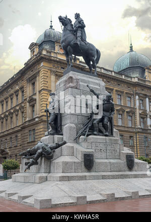 Cracovie, Pologne - 7 août 2017:Le Grunwald monument a été érigé en 1910 à Matejki Square pour le 500e anniversaire de la bataille dans laquelle les poli Banque D'Images