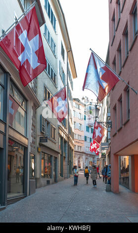 Dans les rues de la ville de Zurich Banque D'Images