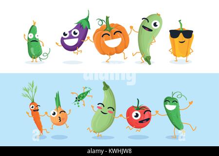 Drôle caractères légumes - jeu de vector illustrations isolées Illustration de Vecteur