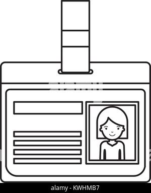 Carte d'identification avec moitié du corps, femme photo avec cheveux mi longueur en silhouette noire Illustration de Vecteur