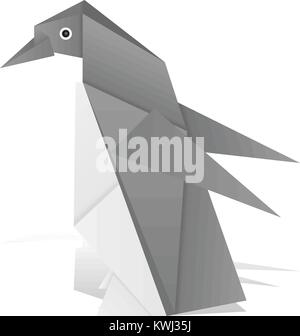 Pingouin en origami sur un fond blanc. Illustration de Vecteur