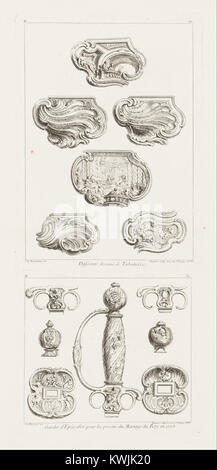 Juste-Aurèle Meissonnier - différents desseins de Tabatières, deuxième planche (différents modèles de tabatières, deuxième plat... - Google Art Project Banque D'Images