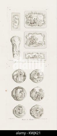 Juste-Aurèle Meissonnier - différents desseins de Tabatières, et pomme de canne, cinquième planche (différents modèles pour le tabac à priser... - Google Art Project Banque D'Images