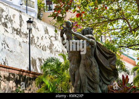 Le long de la statue du vieux San Juan, Puerto Rico Walking Tour Banque D'Images