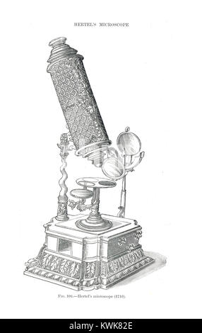 De Hertel microscope avec miroir de 1716 Banque D'Images
