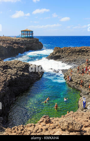 Piscine naturelle à Baracona sur la côte ouest de la Sal, Salinas, Cap-Vert, à Terra Boa, l'Afrique Banque D'Images