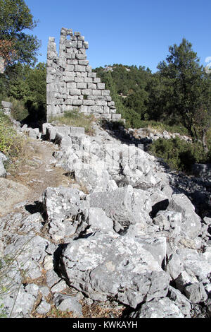 Coin de temple en ruines de l'ancienne Adada, Turquie Banque D'Images