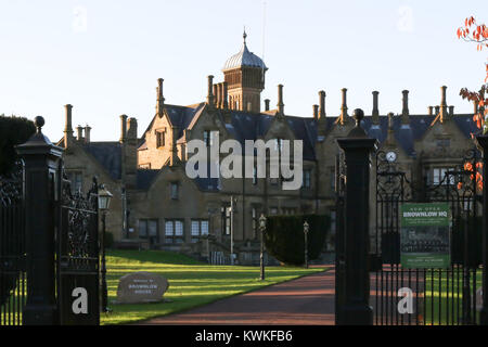 L'imposant manoir de style élisabéthain Brownlow House à Lurgan, County Armagh, en Irlande du Nord. Le bâtiment est aussi localement comme Lurgan Château. Banque D'Images