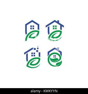 Accueil immobilier immobilier leaf logo Vector Illustration de Vecteur