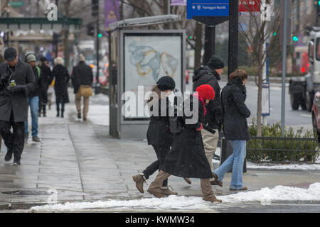 Washington DC, USA. 4 janvier, 2018. Centre-ville de Washington DC sur un matin d'hiver glacial en janvier 2018. Crédit : Tim Brown/Alamy Live News Banque D'Images