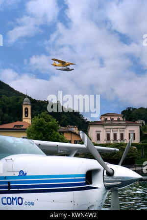 Aero Club de Côme en Italie. Hydravion Piper Cub Banque D'Images