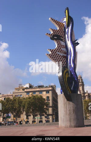 El Cap de sculpture de Roy Lichtenstein Barcelone Barcelone Espagne Banque D'Images