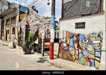 La HAVANE, CUBA, le 11 mai 2009. Des graffitis et des peintures murales de La Havane, le 11 mai 2009. Banque D'Images