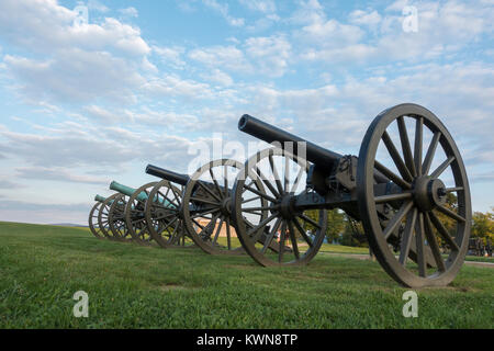 Ligne de canon sur le champ de bataille National d'Antietam, Maryland, United States. Banque D'Images