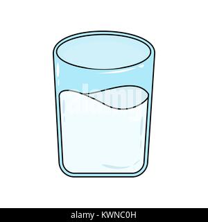 Verre de lait cartoon isolé sur fond blanc Illustration de Vecteur