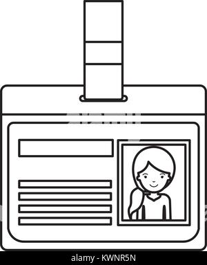 Carte d'identification avec photo femme corps demi-cochon avec hairstyle en silhouette noire Illustration de Vecteur