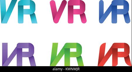 Jeu de type ruban VR en logo sur fond blanc, vector Illustration de Vecteur