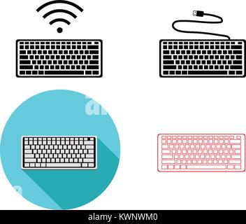 Ensemble d'un clavier USB et sans fil, des icônes design vectoriel Illustration de Vecteur