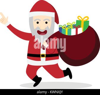 Père Noël avec sac cadeau en télévision, style cartoon vector Illustration de Vecteur