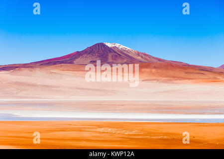 Volcan et Lac sur l'Altiplano bolivien Banque D'Images