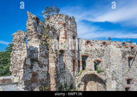 Ruines du château de Rudno Tenczyn village sur la piste du nid d'aigles dans Lesser Poland Voivodeship de Pologne Banque D'Images