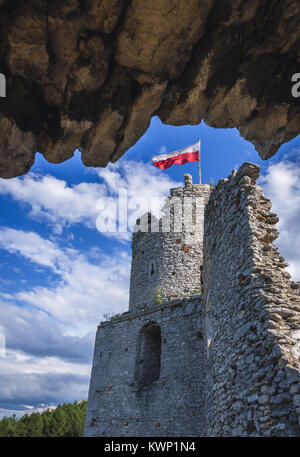 Tour de Château de Ogrodzieniec Podzamcze village, une partie de l'Eagles nids château système en voïvodie de Silésie dans le sud de la Pologne Banque D'Images