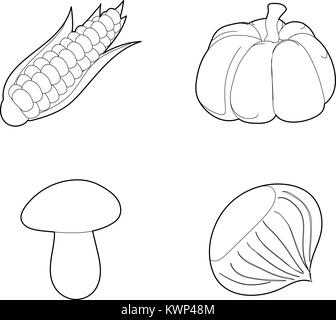 Légumes style du contour, Icon Set Illustration de Vecteur