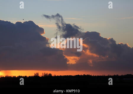 Coucher du soleil à Martin simple WWT réserver dans le Lancashire UK Banque D'Images