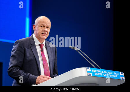 Damian Green traite de la conférence du parti conservateur à Manchester Central, Manchester, UK - Dimanche 1 octobre 2017. Damian Green, Premier Secrétaire d'État, Ministre de l'Office du Cabinet Banque D'Images