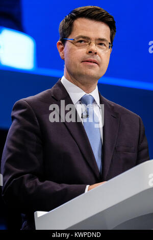 James Brokenshire traite de la conférence du parti conservateur à Manchester Central, Manchester, UK - Dimanche 1 octobre 2017. Le Très Honorable James Brokenshire, député, secrétaire d'Etat pour l'Irlande du Nord Banque D'Images