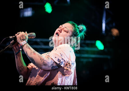 Le chanteur, auteur-compositeur et musicien Elle Roi effectue un concert live au festival de musique danois Roskilde Festival 2016. Le Danemark, 30/06 2016. Banque D'Images