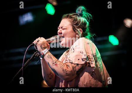 Le chanteur, auteur-compositeur et musicien Elle Roi effectue un concert live au festival de musique danois Roskilde Festival 2016. Le Danemark, 30/06 2016. Banque D'Images