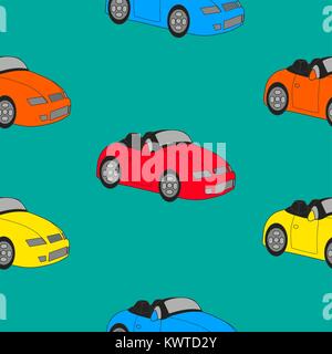 Un seamless texture composée de plusieurs voitures de sport, de couleurs différentes. Illustration de Vecteur