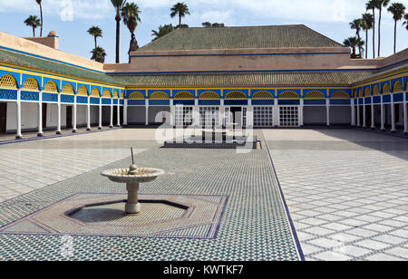 Grand Cour au Palais Bahia, Marrakech, Maroc Banque D'Images