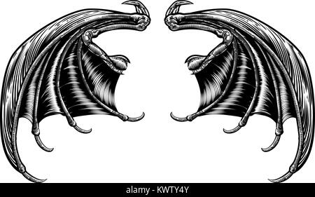 Bat des ailes de dragon ou Illustration de Vecteur