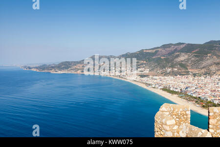 La vue depuis le château d'Alanya en Turquie. Banque D'Images