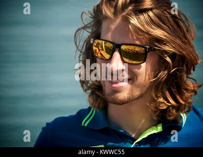 Peter Sagan souriant à la cérémonie d'ouverture de l'Amgen Tour de Californie à San Diego 2016 Banque D'Images