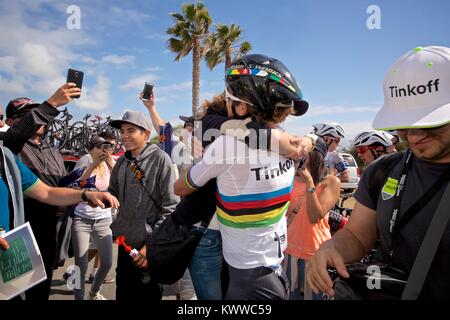 Peter Sagan célèbre après sa victoire de la première étape de l'Amgen Tour de Californie à San Diego 2016 Banque D'Images