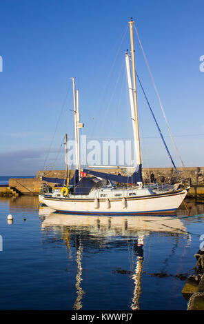 Disponibles dans les eaux calmes du port Groomsport en Irlande du Nord et représentée dans la douce lueur du soleil du milieu de l'hiver Banque D'Images