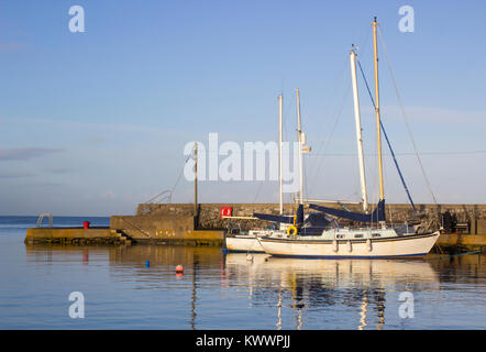 Disponibles dans les eaux calmes du port Groomsport en Irlande du Nord et représentée dans la douce lueur du soleil du milieu de l'hiver Banque D'Images