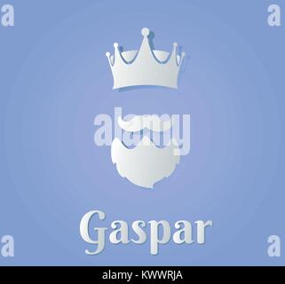 Icône de la sages avec leurs noms écrits, Gaspar, Baltasar et Melchor, magie des rois, Epiphanie, vecteur. Illustration de Vecteur