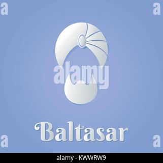 Icône de la sages avec leurs noms écrits, Gaspar, Baltasar et Melchor, magie des rois, Epiphanie, vecteur. Illustration de Vecteur