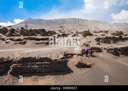 Des personnes non identifiées, autour de volcan Bromo, l'île de Java, Indonésie Banque D'Images