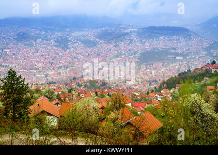 Vue à vol d'oiseau de la ville de Sarajevo, Bosnie Banque D'Images